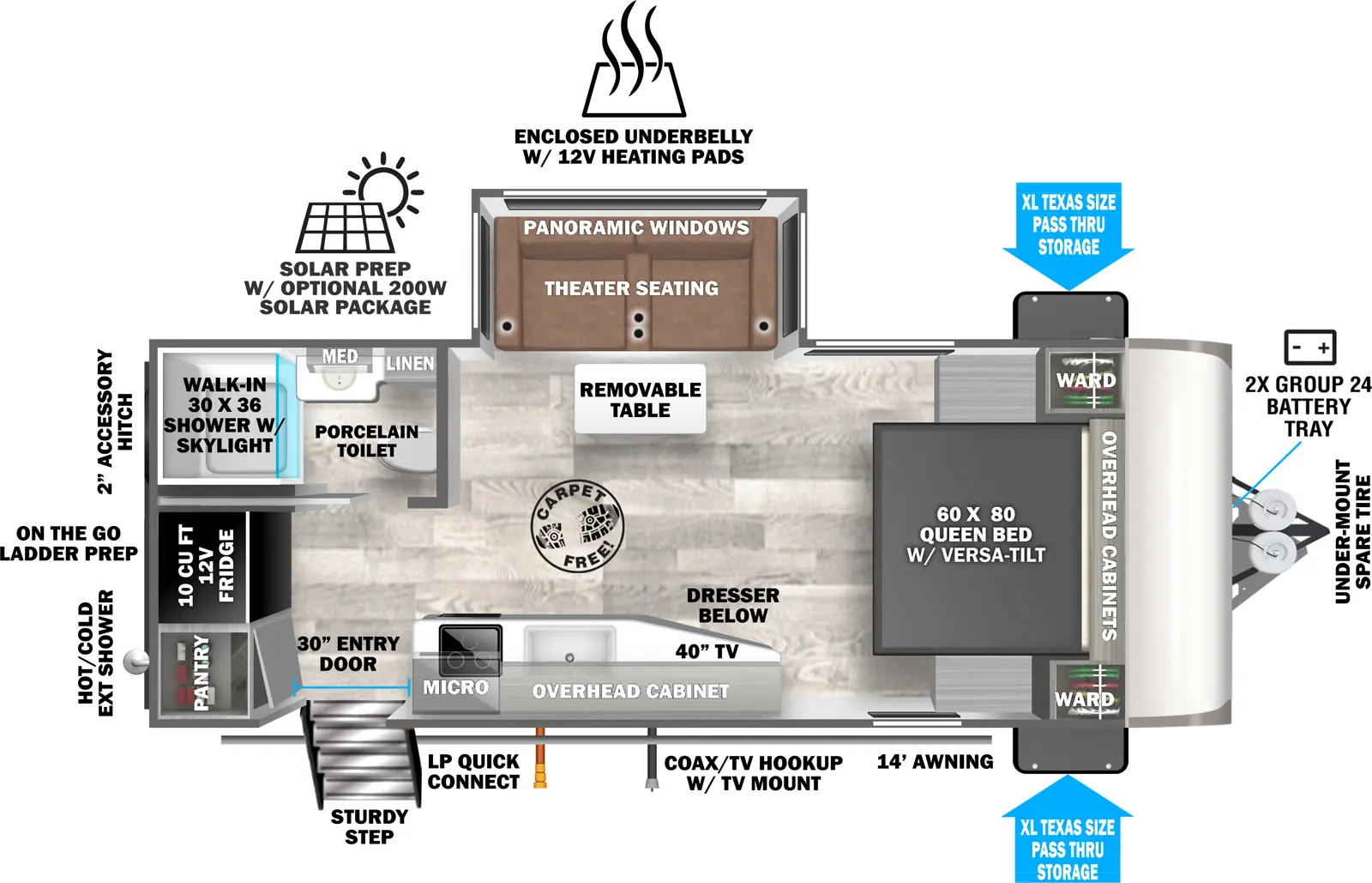 Heritage Glen Travel Trailers 19RBHL Floorplan